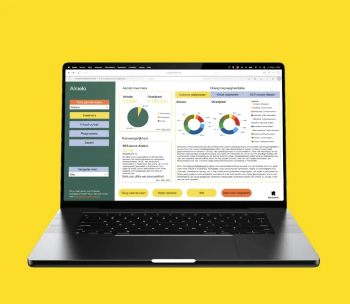 Een afbeelding van een laptop met daarop de kaart